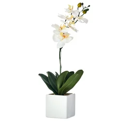 Elements 20 Inch Led White Orchd Vase Artificial Greenery