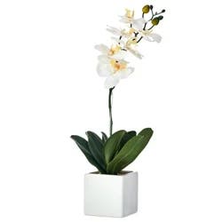 Elements 20 Inch Led White Orchd Vase Artificial Greenery