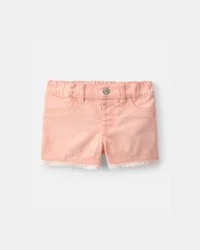 Oshkosh Baby Girl Eyelet Trim Twill Shorts - Peach - 24M
