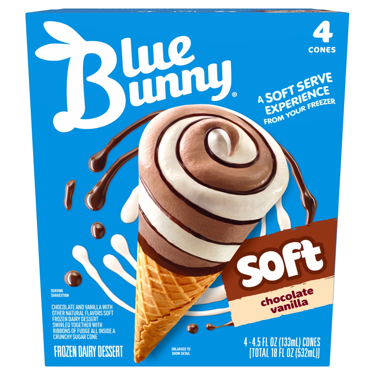 slide 3 of 4, Blue Bunny Chocolate Vanilla Twist Cones, Frozen Dessert, 4 Pack, 4 ct