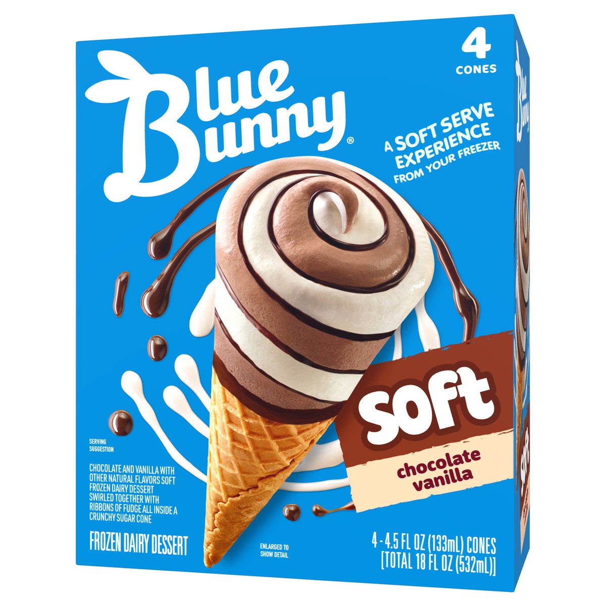 slide 2 of 4, Blue Bunny Chocolate Vanilla Twist Cones, Frozen Dessert, 4 Pack, 4 ct