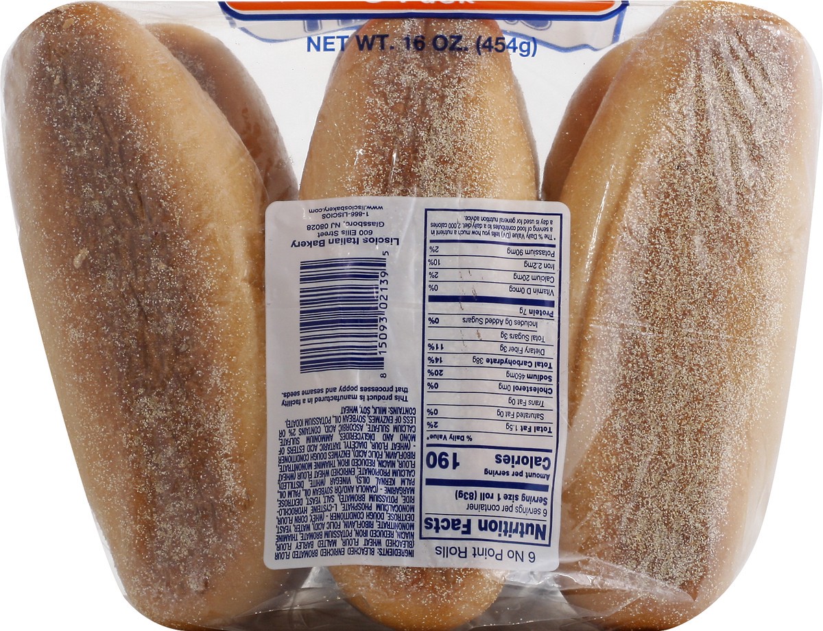 slide 6 of 12, Liscio's Bakery Deli Style 6 Pack No Point Rolls 6 ea, 6 ct