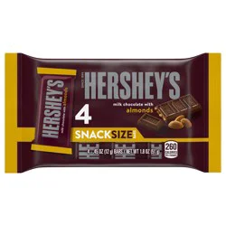 HERSHEY'S Milk Chocolate with Almonds Snack Size, Candy Bars, .45 oz (4 Count)