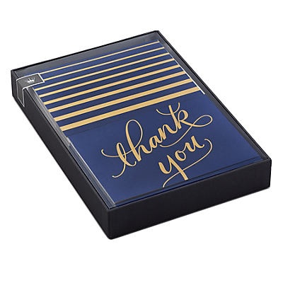 slide 1 of 1, Hallmark Navy and Gold Script Boxed Thank You Cards, #71, 40 ct