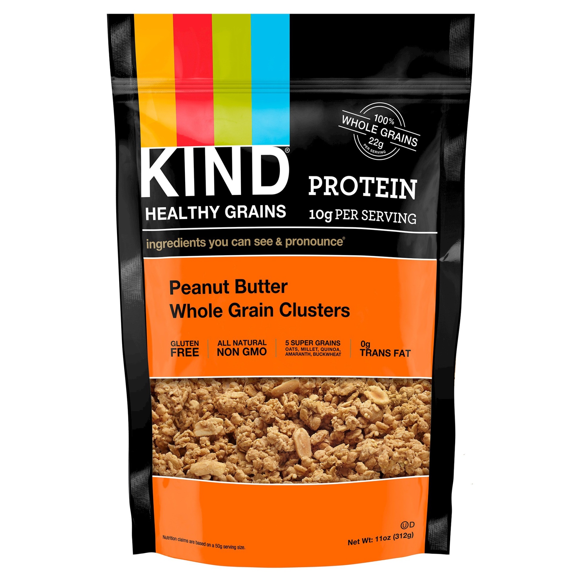 slide 1 of 4, KIND Healthy Grains Protein Peanut Butter Whole Grain Clusters, 11 oz