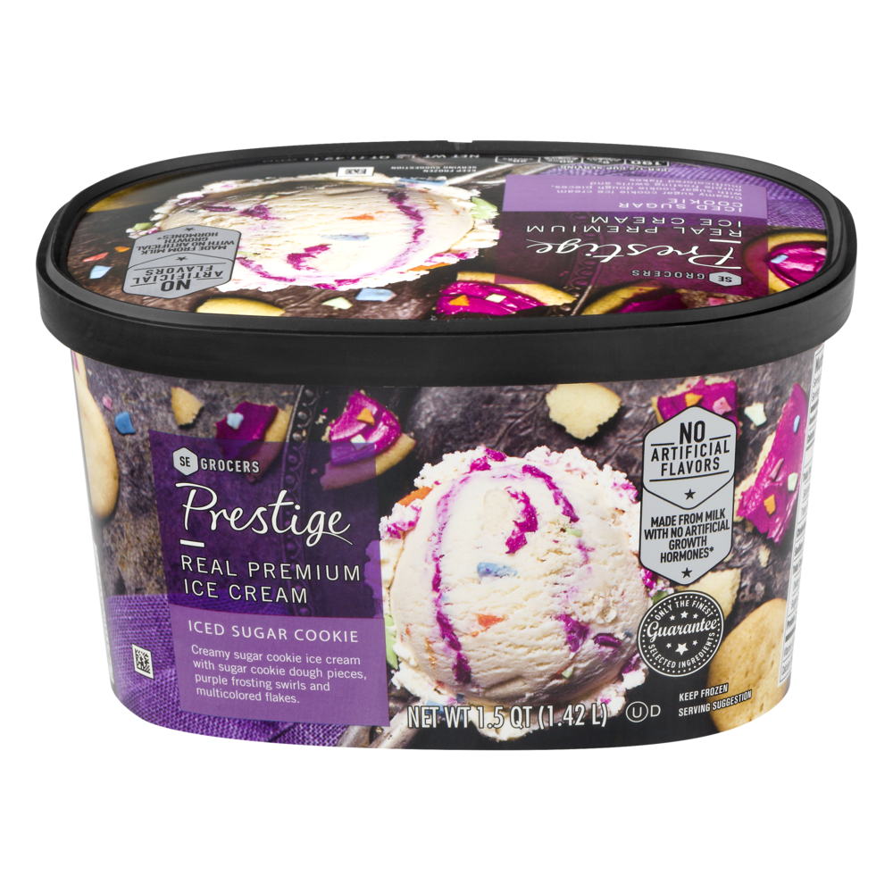 slide 1 of 1, Prestige Real Premium Ice Cream Iced Sugar Cookie, 48 oz