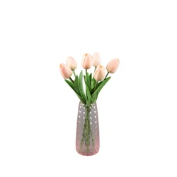 Elements 12 inch Pink Tulip Plastic Artificial Greenery