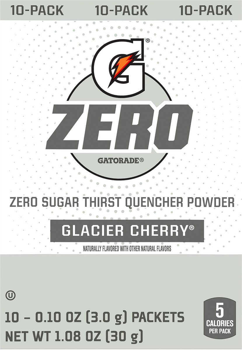 slide 4 of 6, Gatorade Zero Sugar Glacier Cherry Thirst Quencher Powder, 10 ct; 0.1 oz