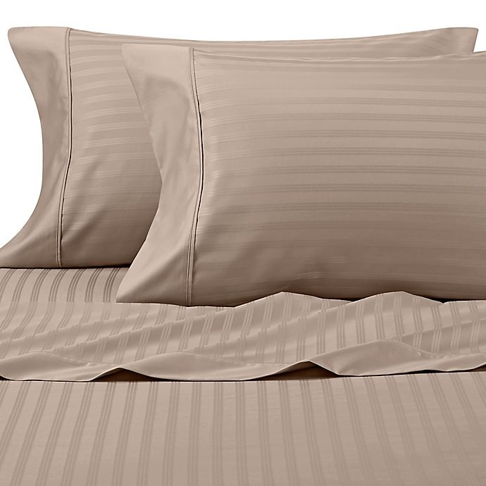 slide 1 of 5, Wamsutta PimaCott Stripe 625-Thread-Count Standard Pillowcase Set - Taupe, 1 ct