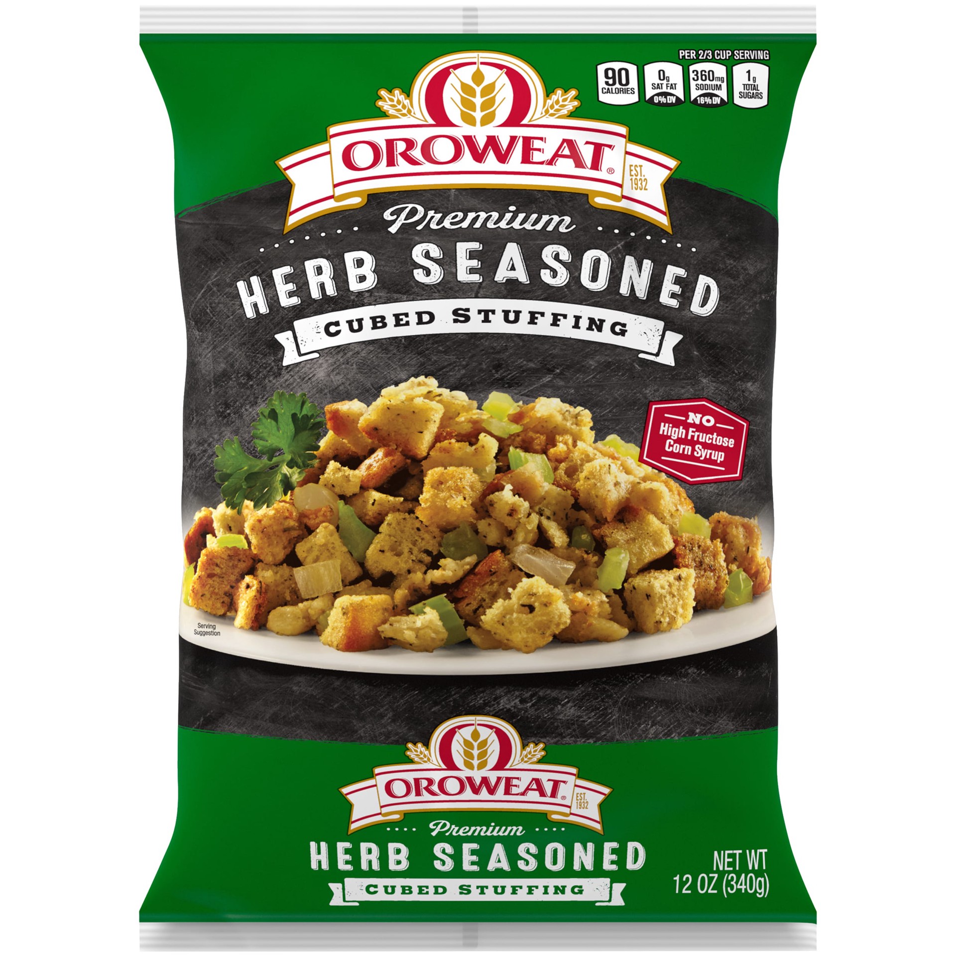 slide 1 of 5, Oroweat Premium Herb Seasoned Cubed Stuffing, 12 oz, Stuffing Bread, Bag, 12 oz