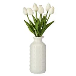 Elements 16 Inch LED White Tulip Vase Artificial Greenery