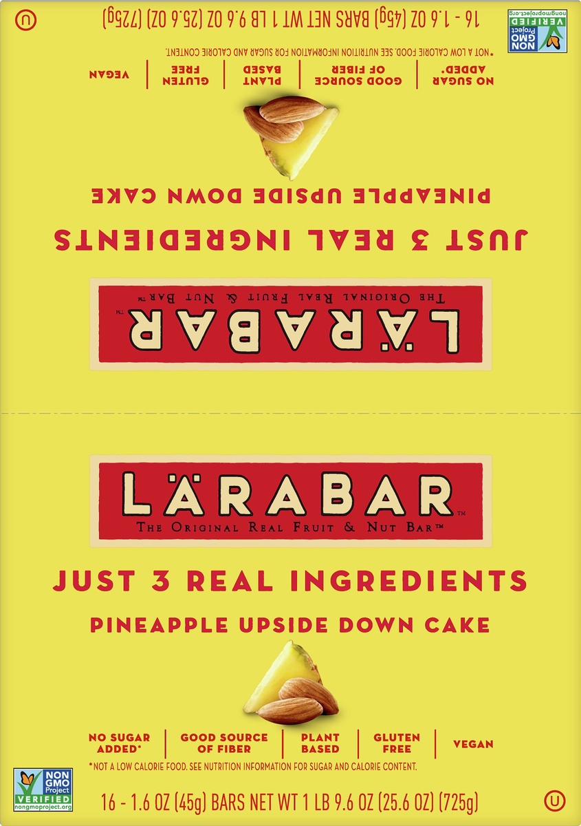 slide 6 of 10, LÄRABAR Pineapple Upside Down Cake Fruit & Nut Bars 16 Count, 25.6 oz
