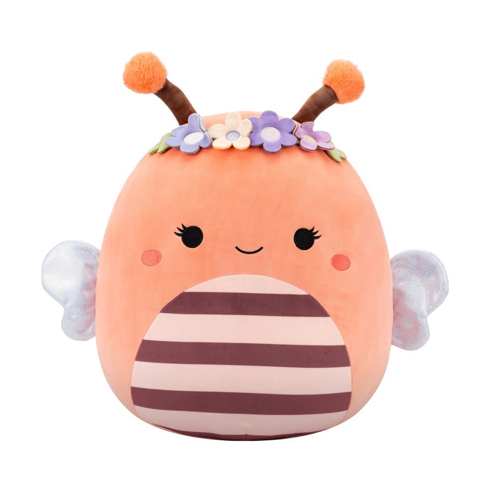 slide 1 of 1, Squishmallows 16" Peach Bee with Fuzzy Antenna and Flower Crown, 16 in