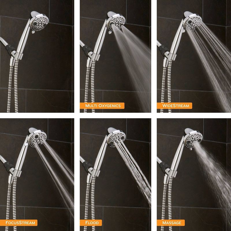 slide 5 of 14, 5 Setting PowerMassage Handheld Shower Head Chrome - Oxygenics: EPA WaterSense, 60" Hose, 1.75 GPM, 1 ct
