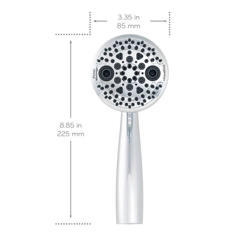 slide 7 of 14, 5 Setting PowerMassage Handheld Shower Head Chrome - Oxygenics: EPA WaterSense, 60" Hose, 1.75 GPM, 1 ct