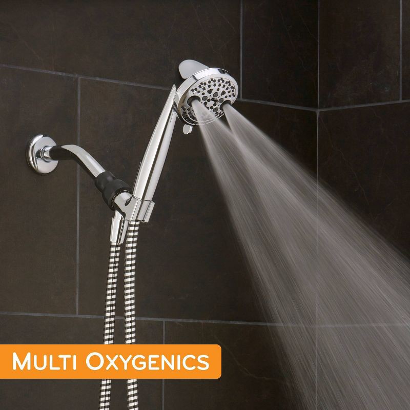 slide 10 of 14, 5 Setting PowerMassage Handheld Shower Head Chrome - Oxygenics: EPA WaterSense, 60" Hose, 1.75 GPM, 1 ct