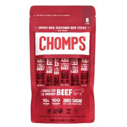 Chomps Medium Smoky BBQ Seasoned Beef Sticks 8 - 1.15 oz Sticks