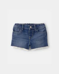 Oshkosh Toddler Girl Eyelet Trim Denim Shorts - Dark Wash Blue 5T