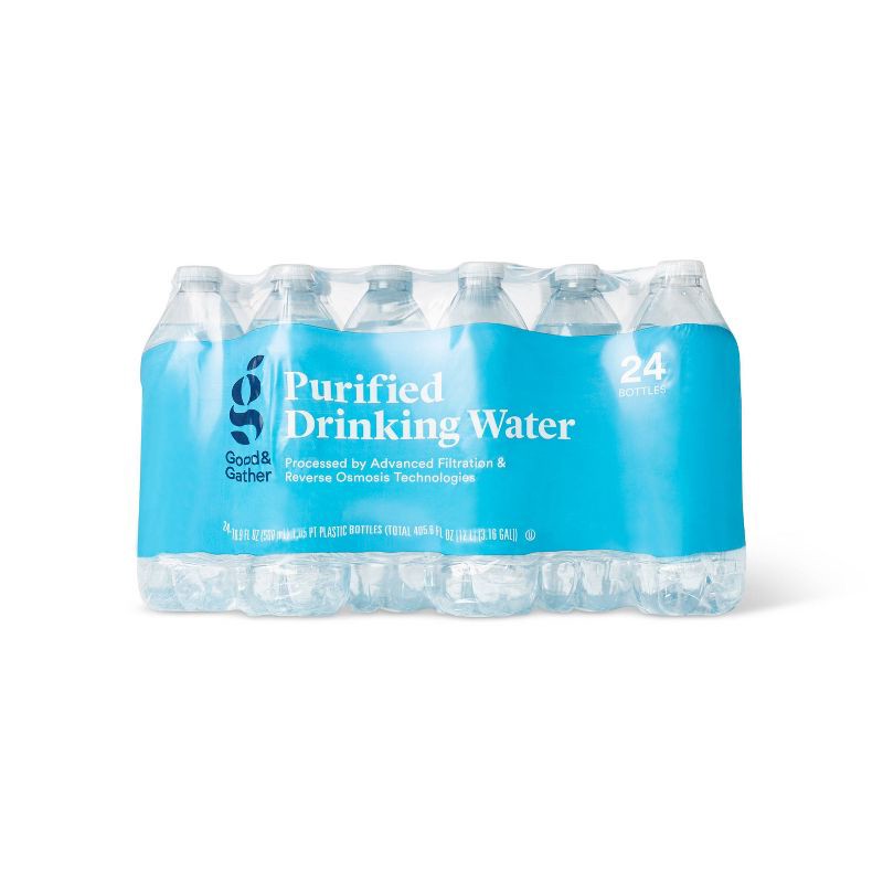 slide 1 of 3, Purified Drinking Water - 24pk/16.9 fl oz Bottles - Good & Gather™, 24 ct; 16.9 fl oz