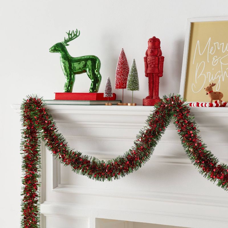 slide 2 of 3, 10' Tinsel Christmas Garland Red/Green - Wondershop™, 1 ct