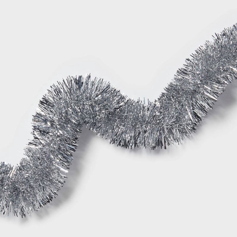 slide 3 of 3, 15' Soft & Silky Tinsel Christmas Garland Silver - Wondershop™, 1 ct