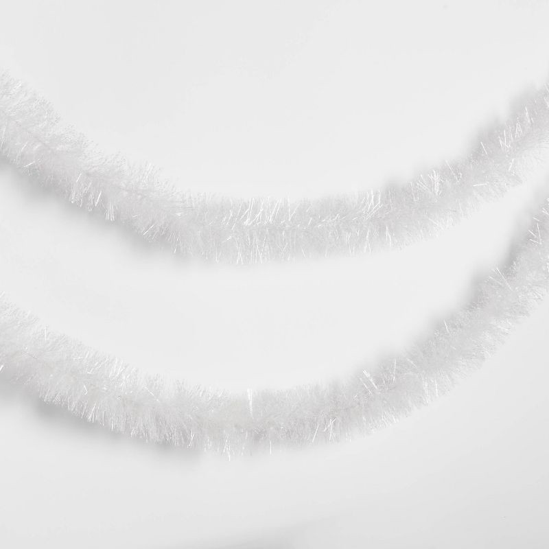 slide 1 of 3, 15' Soft & Silky Tinsel Christmas Garland White - Wondershop™, 1 ct