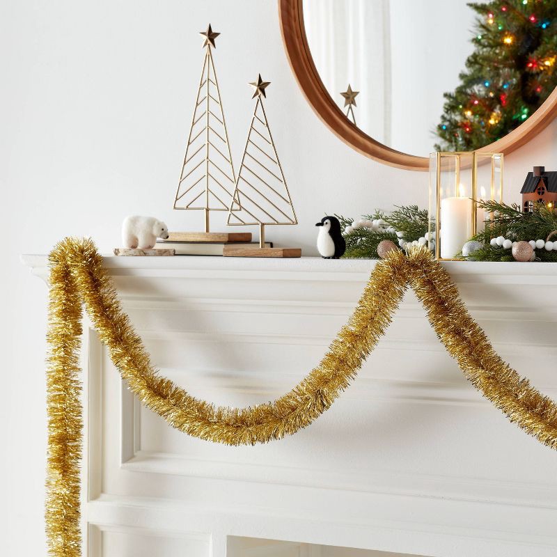 slide 2 of 3, 15' Soft & Silky Tinsel Christmas Garland Champagne - Wondershop™, 1 ct