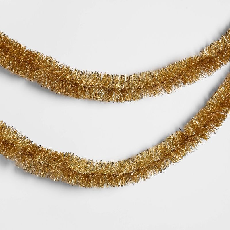 slide 1 of 3, 15' Soft & Silky Tinsel Christmas Garland Champagne - Wondershop™, 1 ct