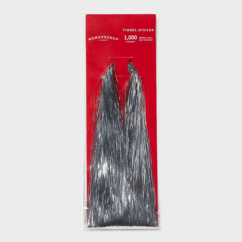 slide 1 of 3, 1000ct Christmas Tinsel Icicle Silver - Wondershop™, 1000 ct