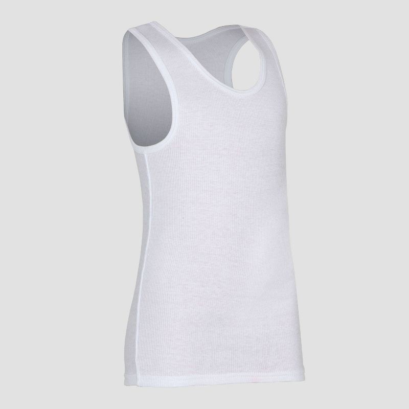 slide 2 of 4, Fruit of the Loom Boys' 5pk Tank Top A-Shirt - White S: Tagless, Moisture Wicking, 5 ct
