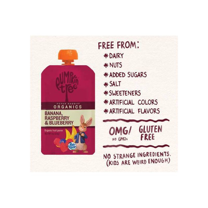 slide 4 of 7, Peter Rabbit Organics Pumpkin Tree Banana Raspberry & Blueberry Baby Food Pouch - 4oz, 4 oz