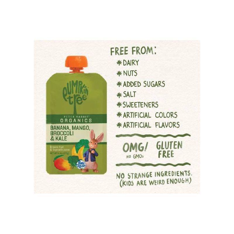 slide 5 of 7, Peter Rabbit Organics Pumpkin Tree Banana Mango Broccoli & Kale Baby Food Pouch - 4.4oz, 4.4 oz
