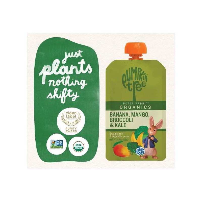slide 6 of 7, Peter Rabbit Organics Pumpkin Tree Banana Mango Broccoli & Kale Baby Food Pouch - 4.4oz, 4.4 oz