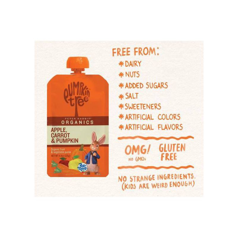 slide 5 of 7, Peter Rabbit Organics Pumpkin Tree Apple Carrot & Pumpkin Baby Food Pouch - 4.4oz, 4.4 oz