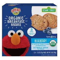 Earth's Best Organic Blueberry Breakfast Biscuits Baby & Toddler Snacks Sesame Street - 5ct