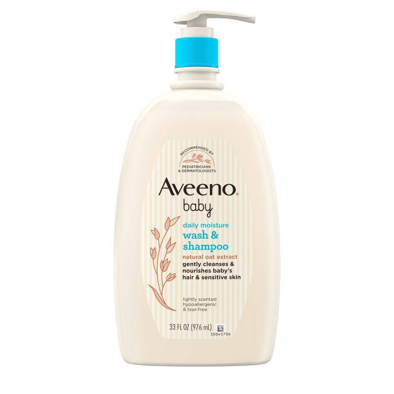 slide 2 of 8, Aveeno Baby Gentle Wash & Shampoo with Natural Oat Extract For Sensitive Hair & Skin - Lightly Scented - 33 fl oz, 33 fl oz