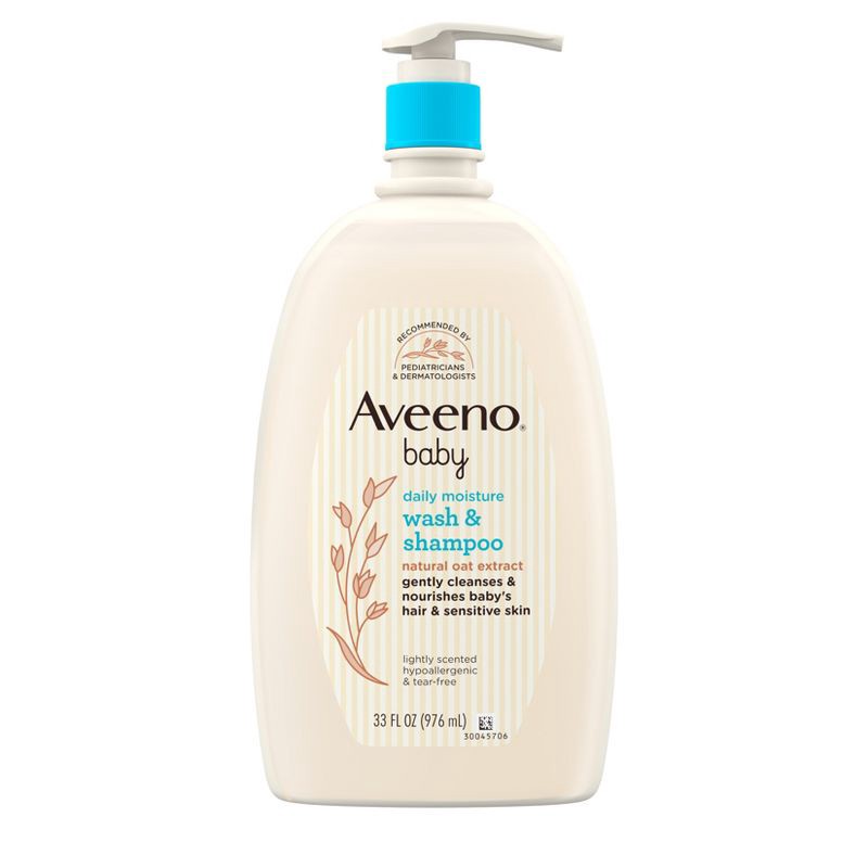 slide 2 of 6, Aveeno Baby Gentle Wash & Shampoo with Natural Oat Extract For Sensitive Hair & Skin - Lightly Scented - 33 fl oz, 33 fl oz
