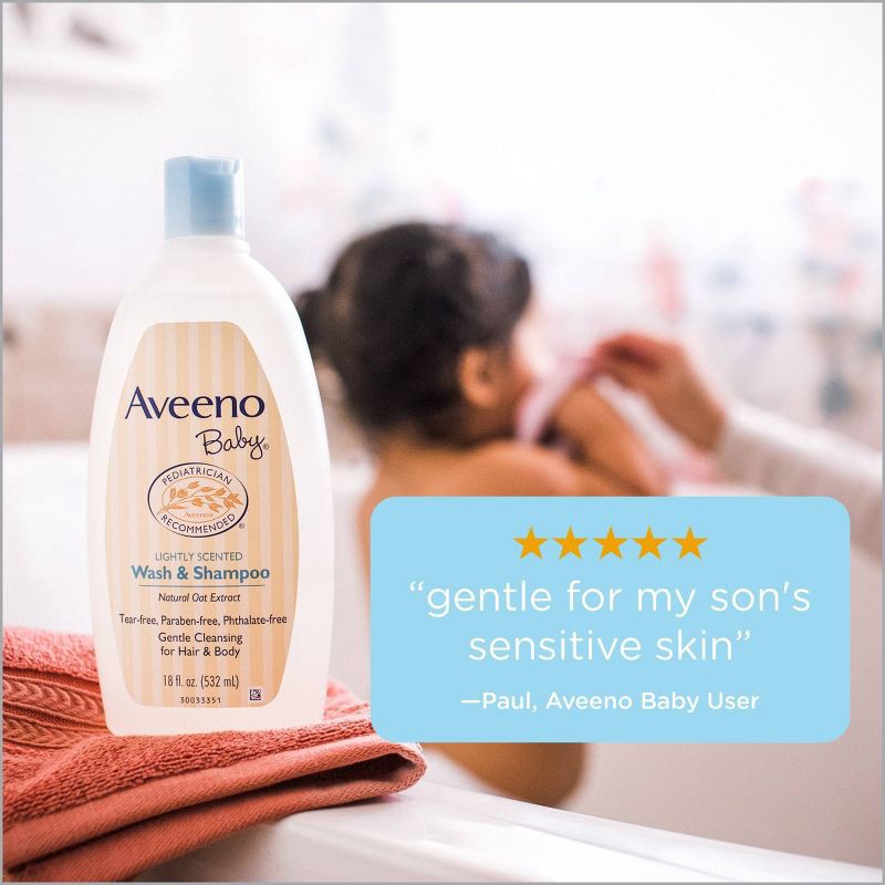 slide 6 of 8, Aveeno Baby Gentle Wash & Shampoo with Natural Oat Extract For Sensitive Hair & Skin - Lightly Scented - 33 fl oz, 33 fl oz