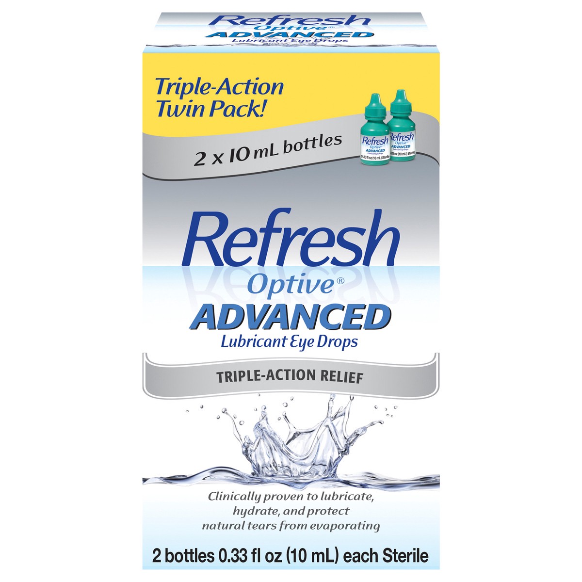 slide 5 of 6, Refresh Optive Advanced Lubricant Eye Drops Preserved Tears, 2 Count, 2x0.33 fl oz (20 mL), 2 ct