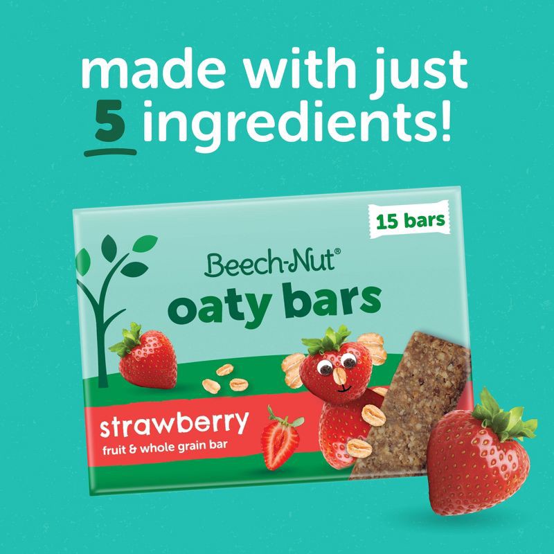 slide 3 of 7, Beech-Nut Oaty Bars with Fruit and Whole Grain Strawberry Toddler Snack Bar - 11.64oz/15bars, 11.64 oz