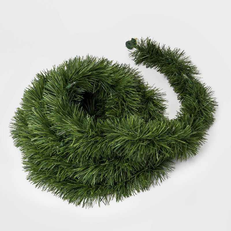 slide 3 of 3, 18' Pre-Lit Artificial Pine Christmas Garland with Clear Lights - Wondershop™: Indoor/Outdoor Use, Wall/Door Decor, 1 ct