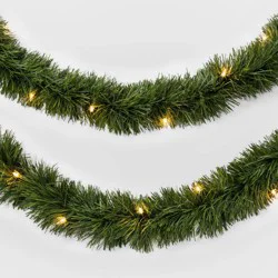 18' Pre-Lit Artificial Pine Christmas Garland with Clear Lights - Wondershop™: Indoor/Outdoor Use, Wall/Door Decor