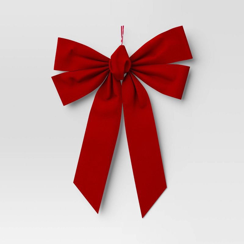 slide 1 of 3, Velvet Christmas Decorative Bow Red - Wondershop™, 1 ct