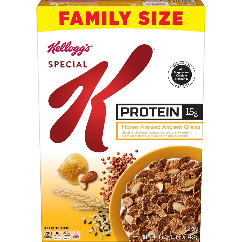 slide 2 of 7, Special K Protein Honey Almond Ancient Grain Breakfast Cereal - Kellogg's, 17.1 oz