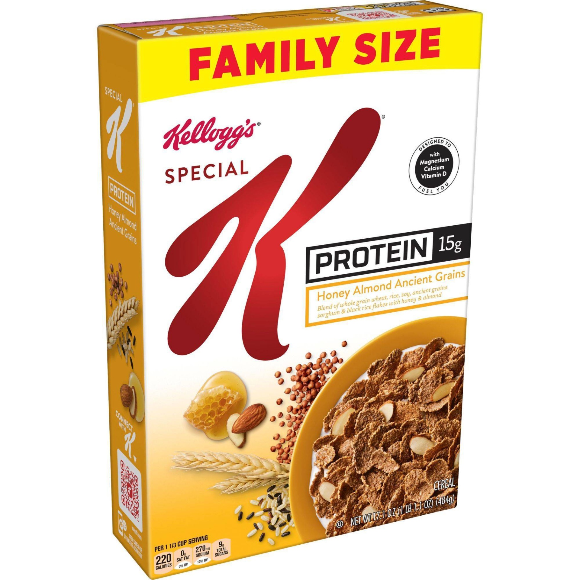 slide 1 of 7, Special K Protein Honey Almond Ancient Grain Breakfast Cereal - Kellogg's, 17.1 oz