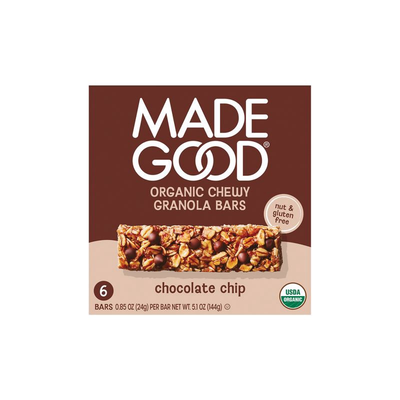 slide 1 of 8, MadeGood Chocolate Chip Granola Bars - 5.1oz/6pk, 6 ct; 5.1 oz