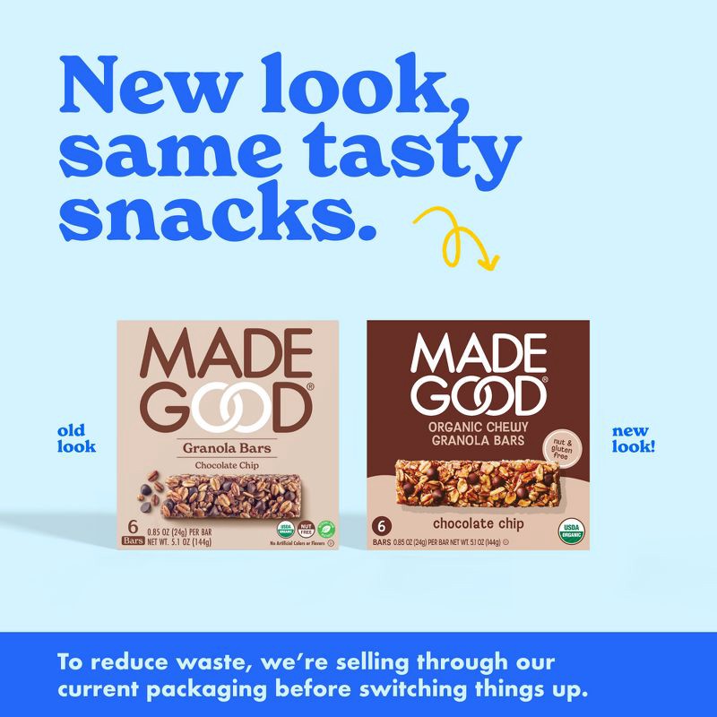 slide 4 of 8, MadeGood Chocolate Chip Granola Bars - 5.1oz/6pk, 6 ct; 5.1 oz