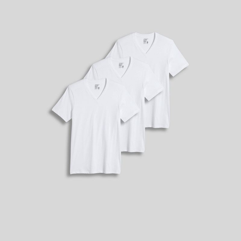 slide 1 of 5, Jockey Generation™ Men's 100% Cotton V-Neck Undershirt 3pk - White L: Moisture Wicking, Tagless, Knit Fabric, 3 ct