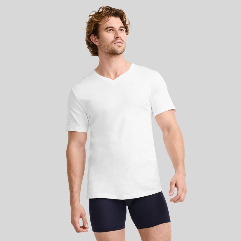 slide 5 of 5, Jockey Generation™ Men's 100% Cotton V-Neck Undershirt 3pk - White S: Moisture Wicking, Tagless, 3 ct