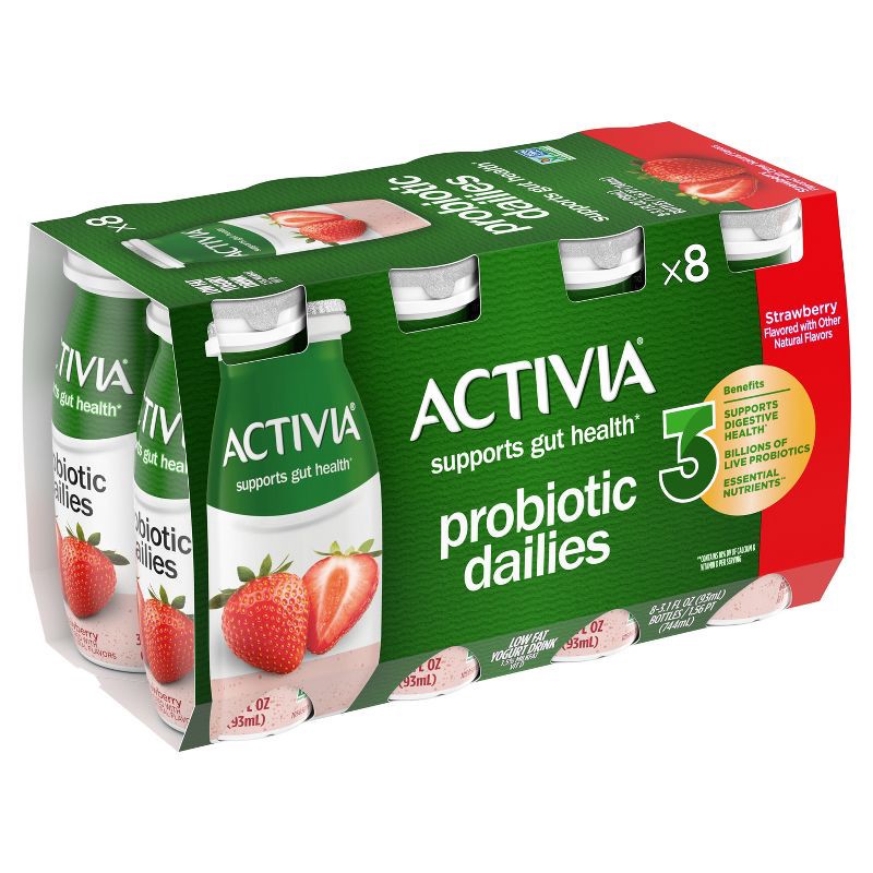 slide 4 of 18, Activia Probiotic Dailies Strawberry Yogurt Drink - 8ct/3.1 fl oz Bottles, 8 ct; 3.1 fl oz